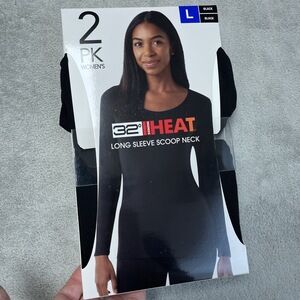 32 Degrees Women's L Long Sleeve Scoop Neck Black e1056